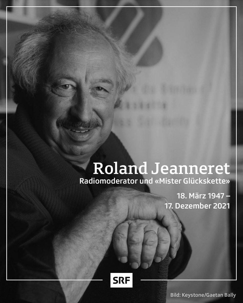 Der langjährige Radiomoderator und Kommunikationsleiter der «Glückskette», #RolandJeanneret, ist tot. Sein Todestag fällt zusammen mit dem 75-Jahr-Jubiläum der «#Glückskette», der er mit zahlreichen Sammlungen zu grosser Popularität verhalf. srf.ch/news/schweiz/e…