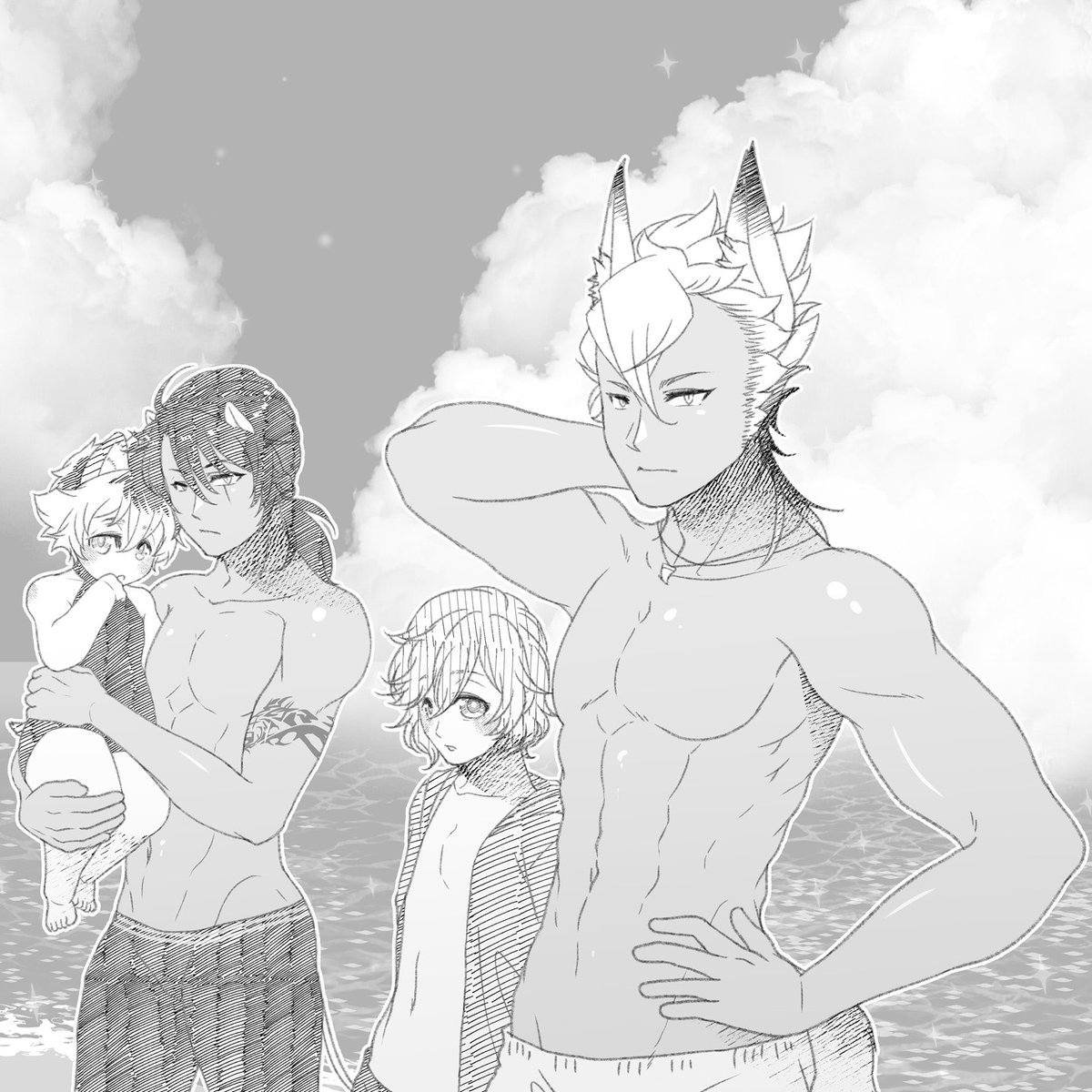 #twst_BL レオラギ&amp;ジャクエペ
※※年齢操作注意※※
再掲

水着回 