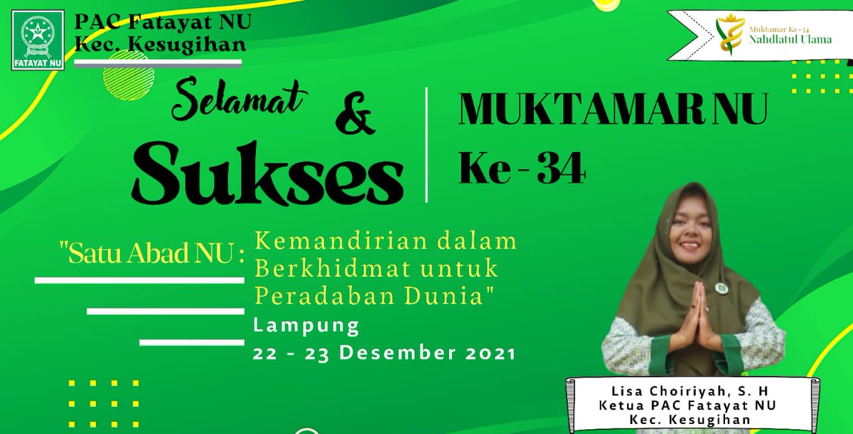 MyAbee_Gabriel's tweet photo. Selamat dan Sukses
Muktamar ke-34
Nahdlatul Ulama

"Satu Abad NU: Kemandirian dalam Berkhidmat untuk Peradaban Dunia" 
@lisachoiriyah https://t.co/cn7LL3oJH2