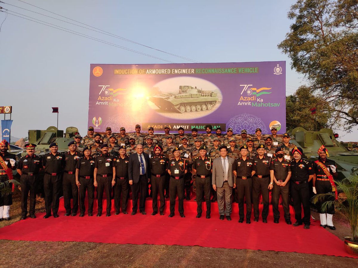 The first batch of next-generation Armoured Engineer Reconnaissance Vehicles (AERV), indigenously developed by DRDO and manufactured by BEL-Pune, was inducted into Indian Army by Gen Manoj Mukund Naravane, PVSM, AVSM, SM, VSM, ADC, Chief of Army Staff, on December 21, 2021.