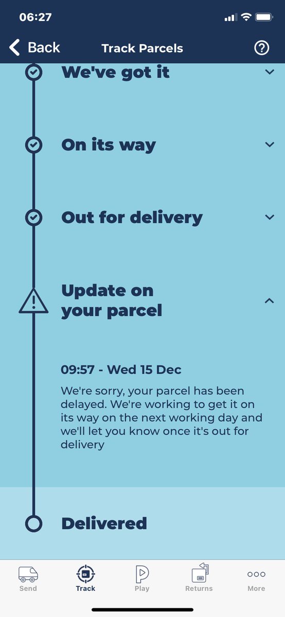 kelsmyth's tweet photo. @Hermesparcels @WestHam Any idea when you might fix the delay with my parcel it’s been with you for a week now and is a Xmas present https://t.co/xzWtUOZGa8