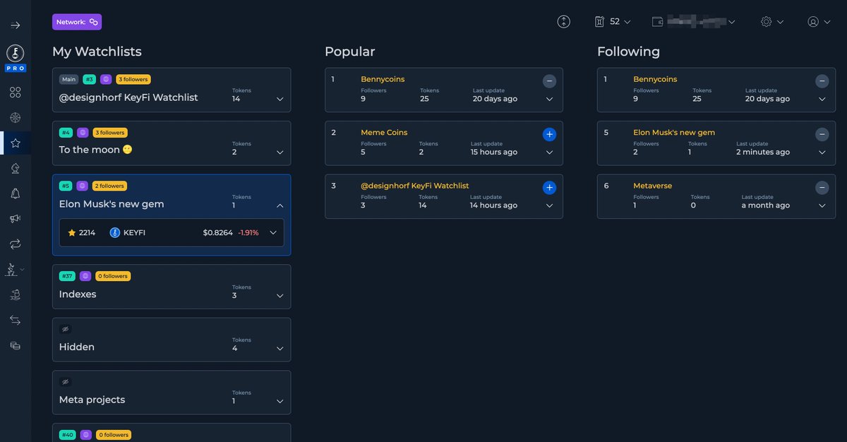ferilab's tweet photo. New layout of Watchlist page on desktop. Everything in one place
$KEYFI #DeFi @KeyFi_app #cryptoProductDesign ๐ https://t.co/htpHiJDsTh