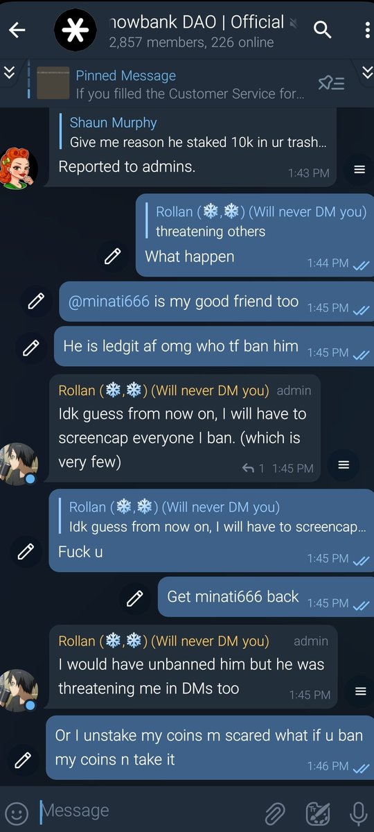 AtoZ1210's tweet photo. @Crypt0Kirito @Minatii666 he is my brother,
Ur coin price is gng bad so he get crazy n he showed u anger which is called as feeling of human.

-he is big investor how can u ban anyone who invested a lots of dollars in ur scam coin

Can't invest in ur scam u get threaten n may sell coin to hacked...smh https://t.co/gtW483DCL9