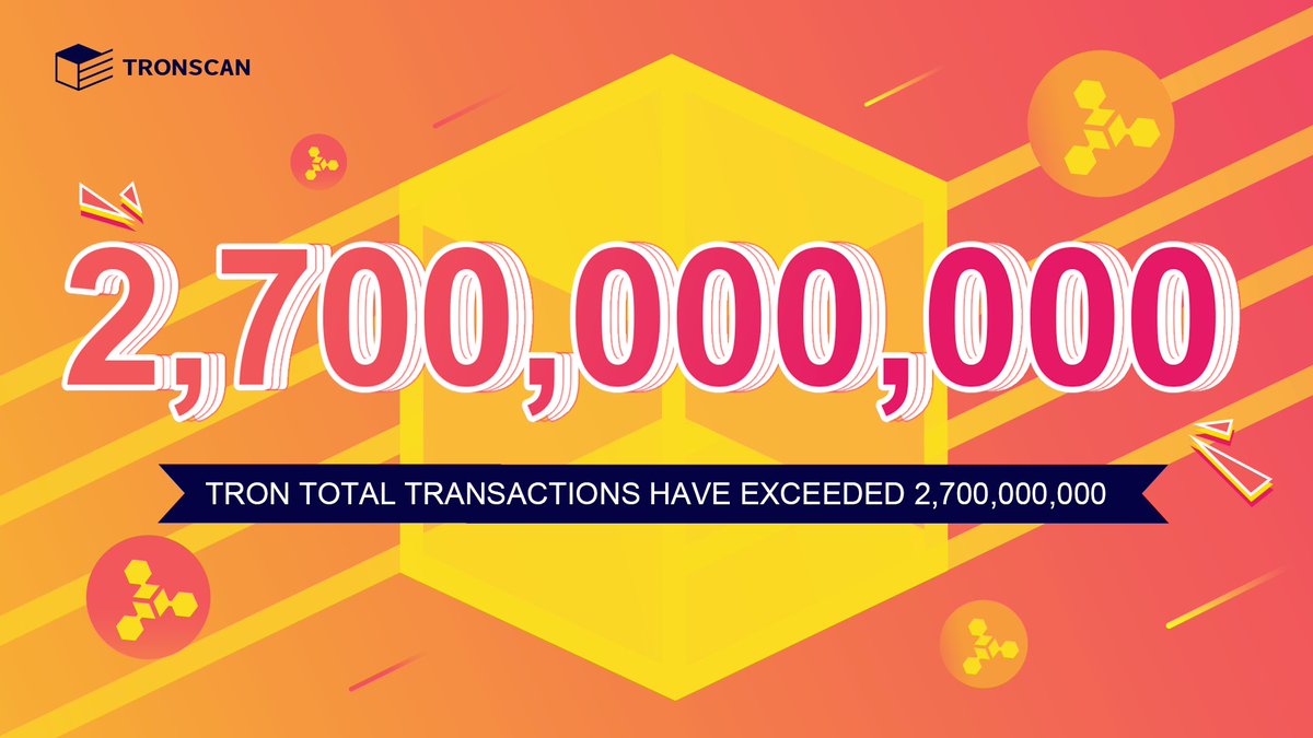 🚀The total transactions on #TRON exceeded 2.7 billion and reached 2,701,438,976.

💪#TRON ecosystem is growing at a steady pace. We welcome more users and developers to join us. 

#TRON $TRX