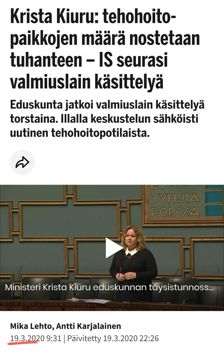 JukkaLepikko's tweet photo. Jo maaliskuussa 20 hallitus lupasi nostaa sairaalakapasiteettia ja tehohoitopaikkoja tuhanteen. Nyt kun tehohoidossa 50+, niin se natisee liitoksissaan.

Jos hoitokapasiteettia olisi luvatusti nostettu, tartuntopiikkien ei tarvitsisi johtaa rajoituksiin. Ne tulevat kalliimmiksi! https://t.co/YeSONTod5S