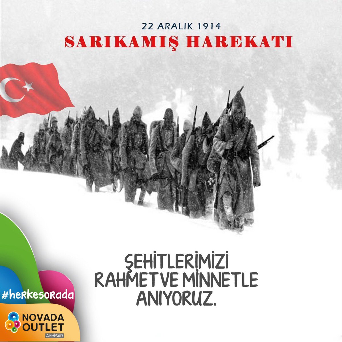 OutletNovada's tweet photo. Sarıkamış’ta hayatını kaybeden binlerce şehidimizi rahmet, minnet ve saygıyla #anıyoruz 🇹🇷🇹🇷 #22aralık1914
#sarıkamışşehitleri https://t.co/CLrjizYxcS