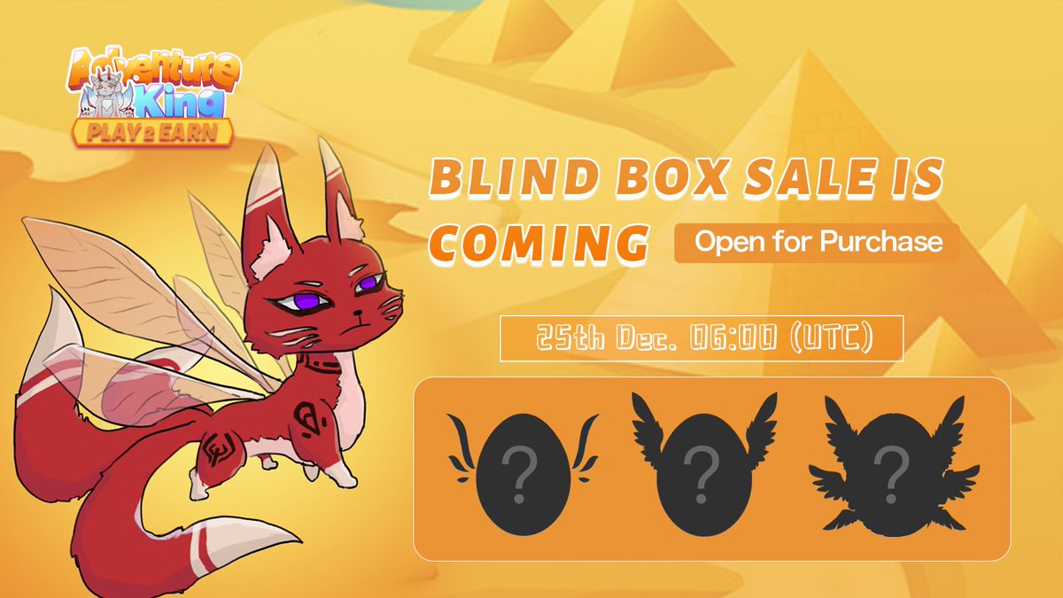 adventureking_'s tweet photo. 🦊🎁#AdventureKing BLIND BOX SALE IS COMING！🐣

🗓️25th Dec. 06:00 (UTC)

❤️We will announce the details later, stay tuned！🐣
@KingSwap3 @OECnetwork #OEC #NFTgame https://t.co/pgJR4FZsE0