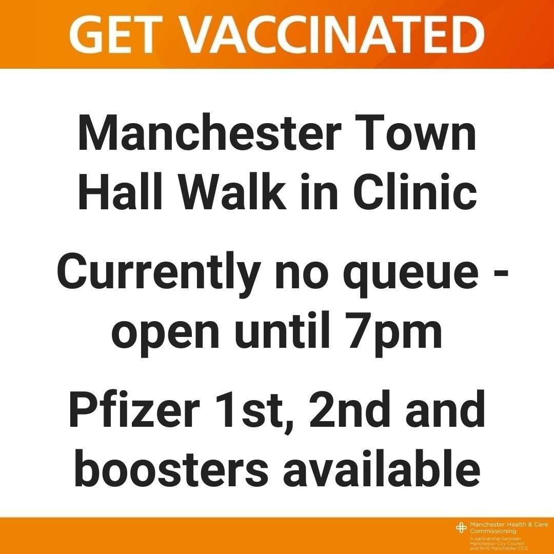 There are currently no queues at the Town Hall walk-in Covid-19 vaccination clinic, open until 7pm tonight (Wednesday 22 December).

Pop down and get your jab💉