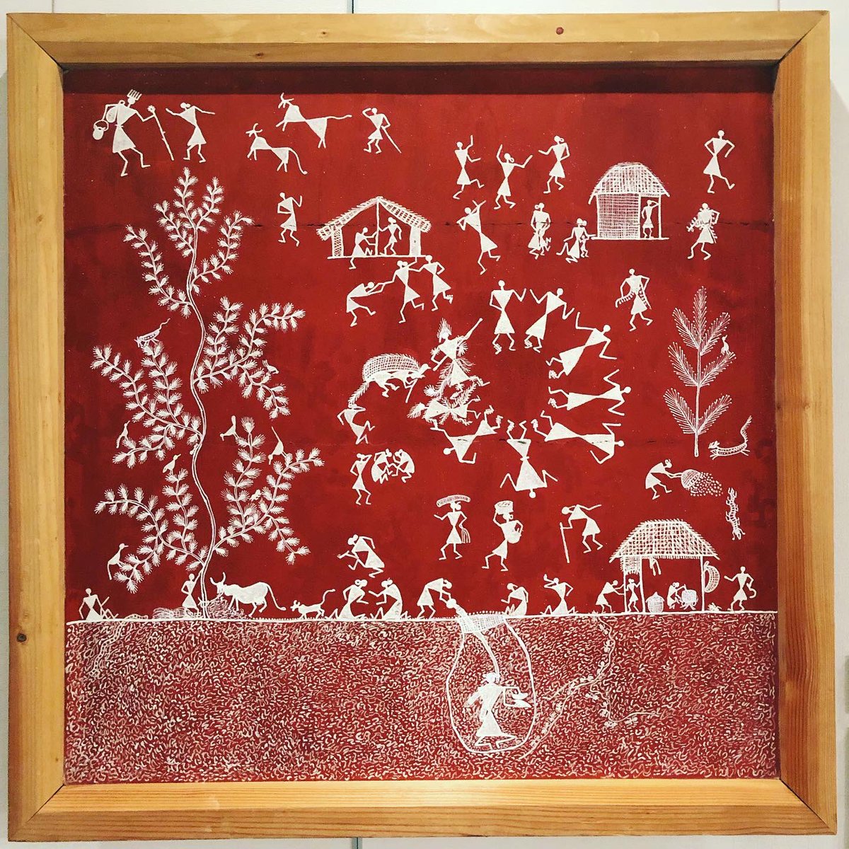 ワルリー画 原画 額付き インド 絵画 原住民