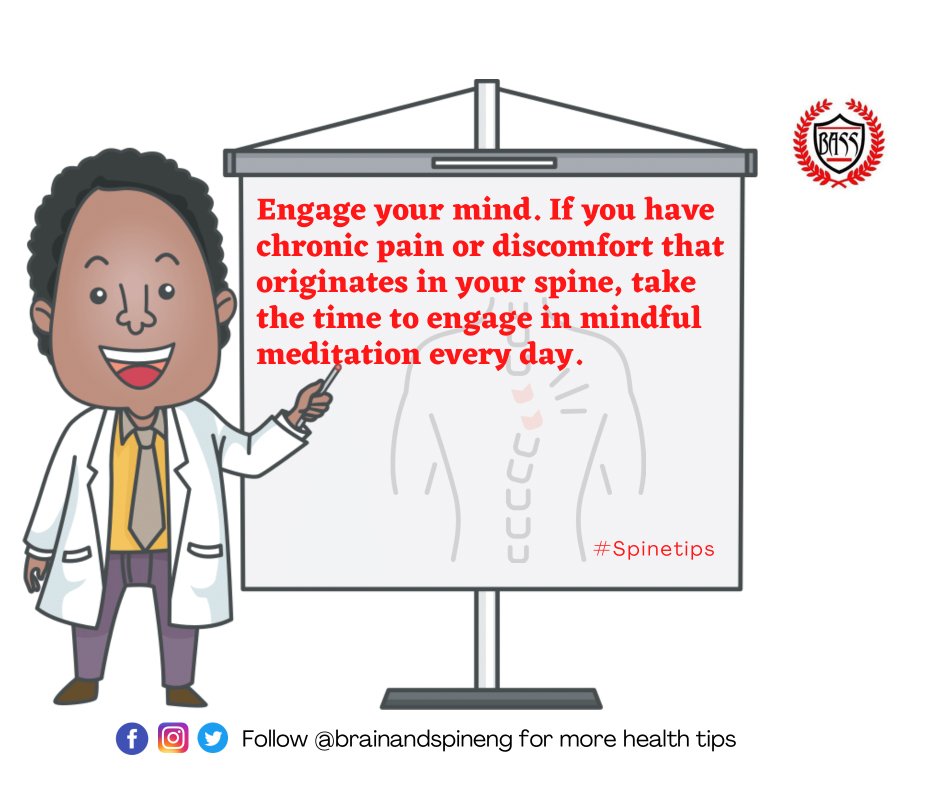 JustWeirdo231's tweet photo. Engage your mind. If you have chronic pain or discomfort that originates in your spine, take the time to engage in mindful meditation every day.
#SpineTips https://t.co/pcHn0XKnhV