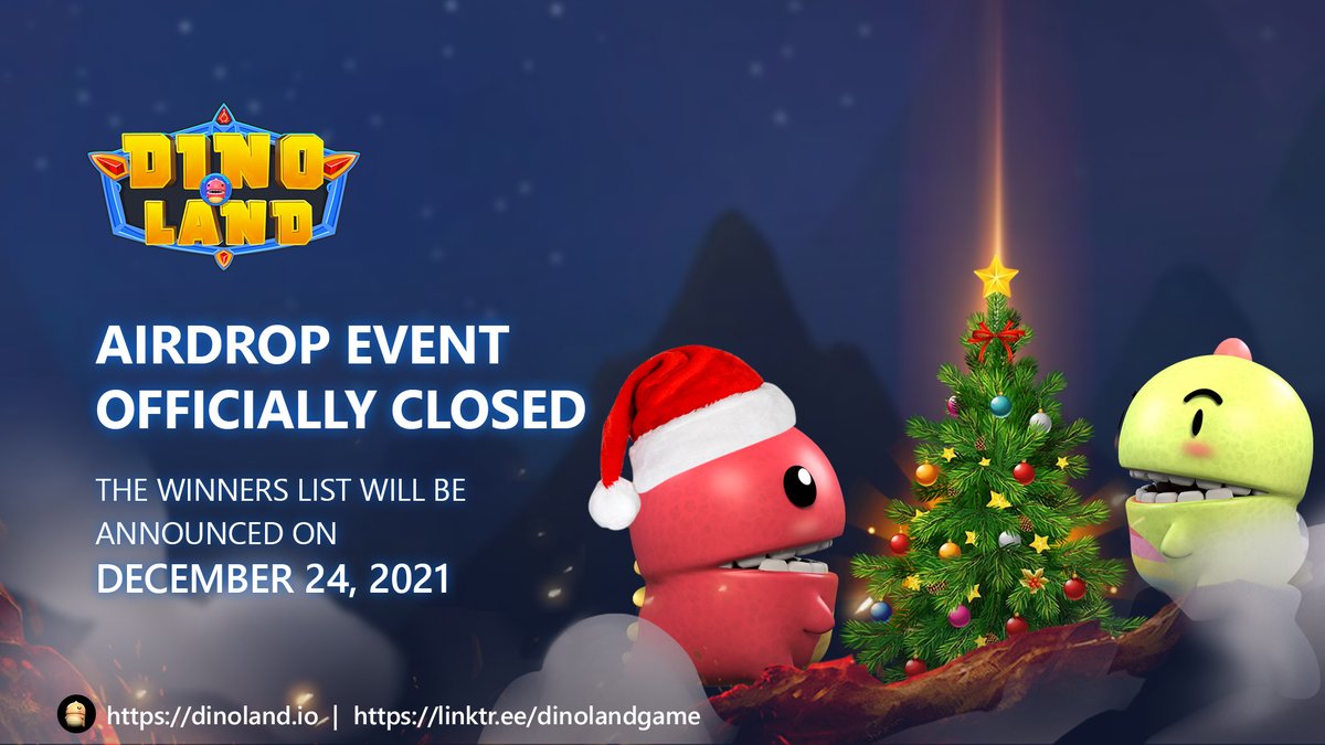 Dinolandgame's tweet photo. Airdrop event X’MAS WITH DINO CLAUS has ended!   

Your responses in our airdrop event are truly overwhelming! 

Stay tuned! The winners will be announced on December 24th.

Follow our official channels to see if you're the lucky one 😍😍 

#Dinoland #MetaVerse #PlaytoEarn #bsc https://t.co/bkrngmffLa