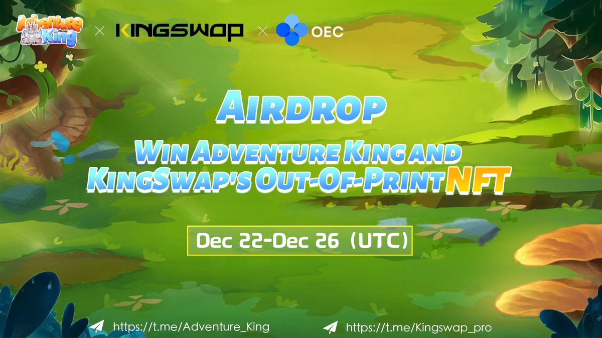 adventureking_'s tweet photo. 🦊🔥😀Join Now To Win! #Airdrop 🔥 

🎁NFT（Worth 5000USDT）for 🔟 lucky users.🪂

▶️Follow @adventureking_ &amp; @KingSwap3 
▶️RT &amp;❤️ tag 3 friends #OEC #Giveaway #NFTGame #Play2Earn #OKT
▶️Join：https://t.co/Y2sPYtA1O2
https://t.co/LcqEvjyHCH
▶️Form：https://t.co/L5s5N7sb72 https://t.co/hmdgCcuv69