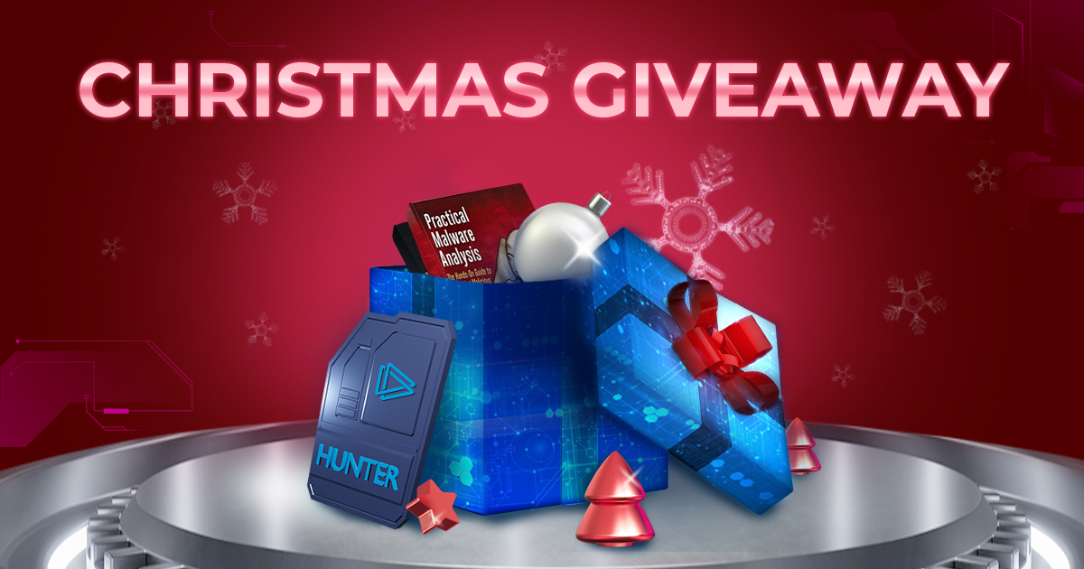 Xmas is a time for gift-giving🎁
Join our #ChristmasGiveaway
🎄3 books of Practical Malware Analysis signed by the author <a href="/mikesiko/">Michael Sikorski</a>
🎄1 month of Searcher
🎄1 month of Hunter
Rules are simple: follow us and share this post.
On 25th December, we’ll announce 5 winners.
Good luck!