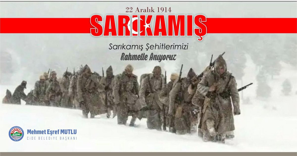 Sarıkamış Harekatı'nın 107. yıl dönümünde, vatanı uğruna canlarını feda eden aziz şehitlerimizi rahmet ve minnetle anıyorum.

#Sarıkamış