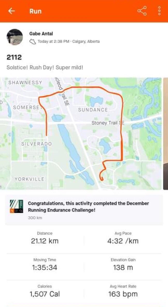 TheeOutlaws's tweet photo. Yes, Gabe ran 21.12 km on 21/12/21.
You might say he was in a Rush. @rushtheband https://t.co/rEwlBTZDEI