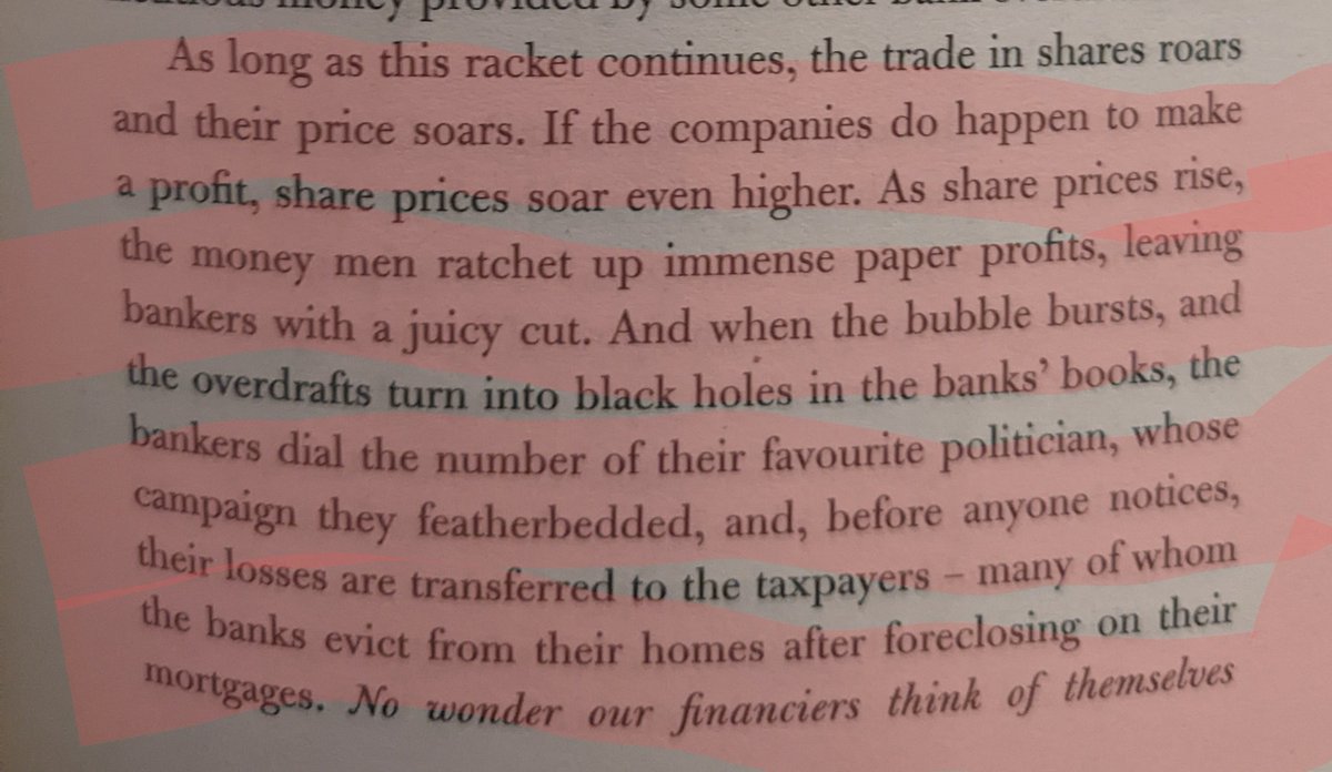 doctorow's tweet photo. From @yanisvaroufakis' sf novel ANOTHER NOW, the absolute best description of the scam of #InvestmentBanking I've ever read. https://t.co/Y48OdJjAwc