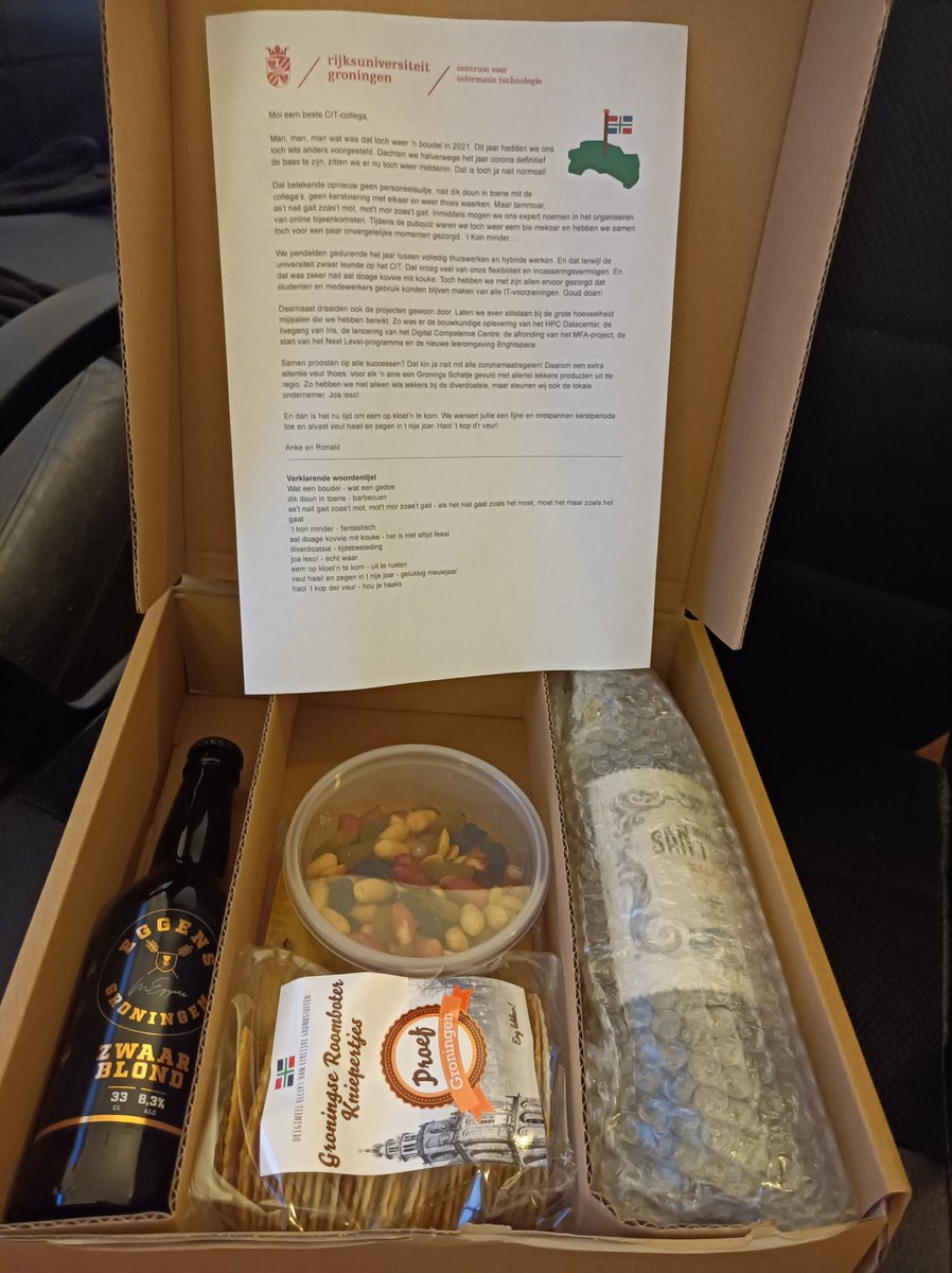 VictorBernal's tweet photo. A lovely surprise this morning! Thanks to @CIT_RUG @CITresearch @univgroningen

Gronings Schatje: all local products from Groningen 💪 https://t.co/tLzwQUZP4C