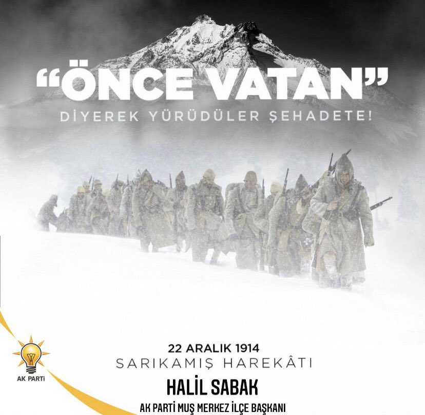 Yiğit gider izi kalır...🇹🇷 

Tarihin en soğuk günü Sarıkamış Harekatının 107. yıl dönümünde, tüm şehitlerimizi saygı ve rahmetle anıyoruz.

#Sarıkamış