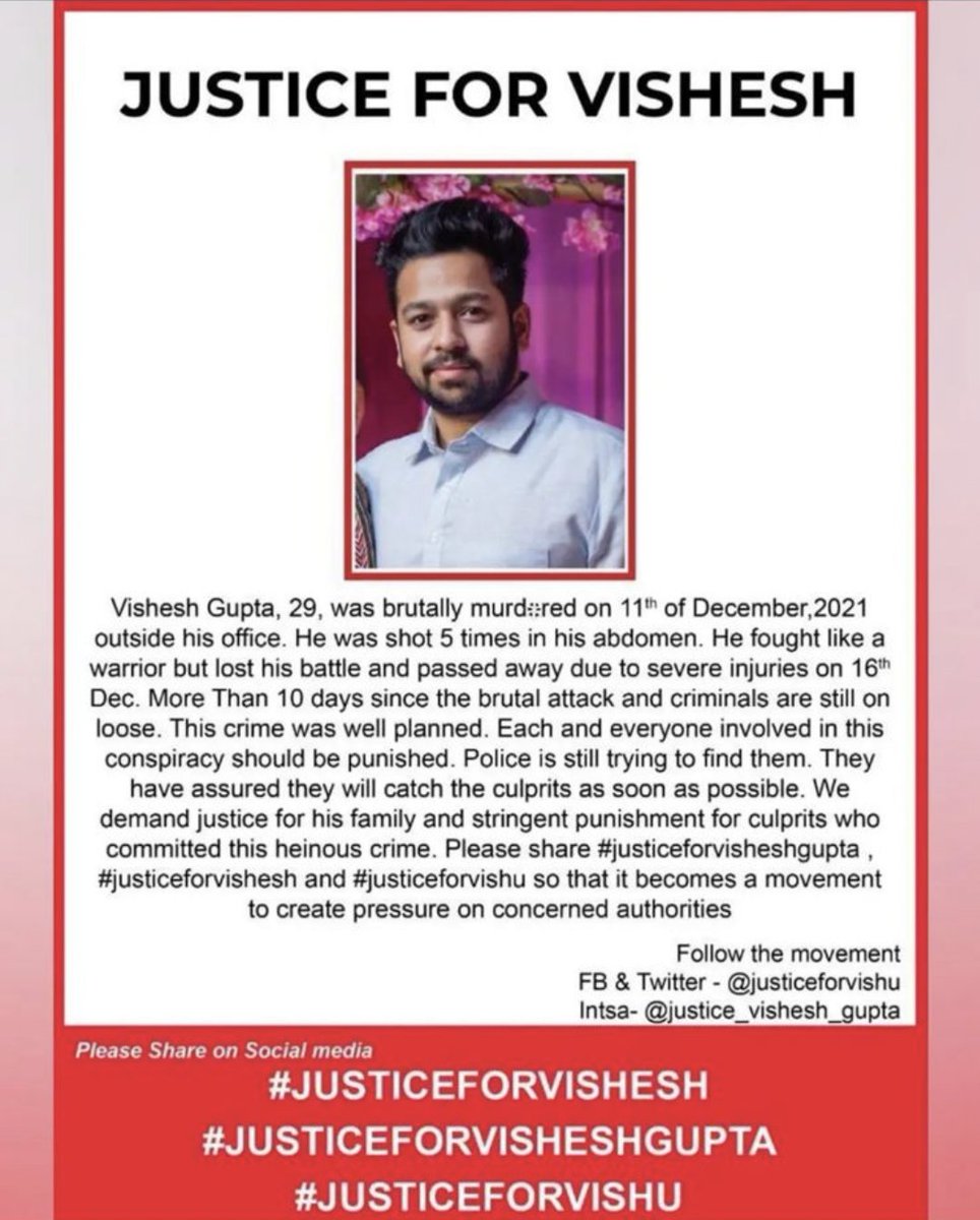 JusticeforVishu's tweet photo. No sorries or RIP would give him justice for this well planned and cold blooded murder.

ONLY AND ONLY JUSTICE FOR HIM
Every single person involved in this conspiracy should be behind the bars!
#justiceforvisheshgupta 
#justiceforvishu 
#justiceforvishesh #amritsarnews https://t.co/Dcn1JtKtRK