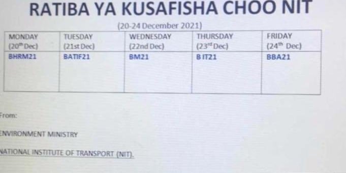 MUHIMU 

Wanafunzi ambao hamjasafisha choo leo, kesho mje na wazazi wenu! Majina yenu yako notesboard

Usipokuja na mzazi wako utafute chuo cha kwenda

Ratiba inaendelea kama kawaida