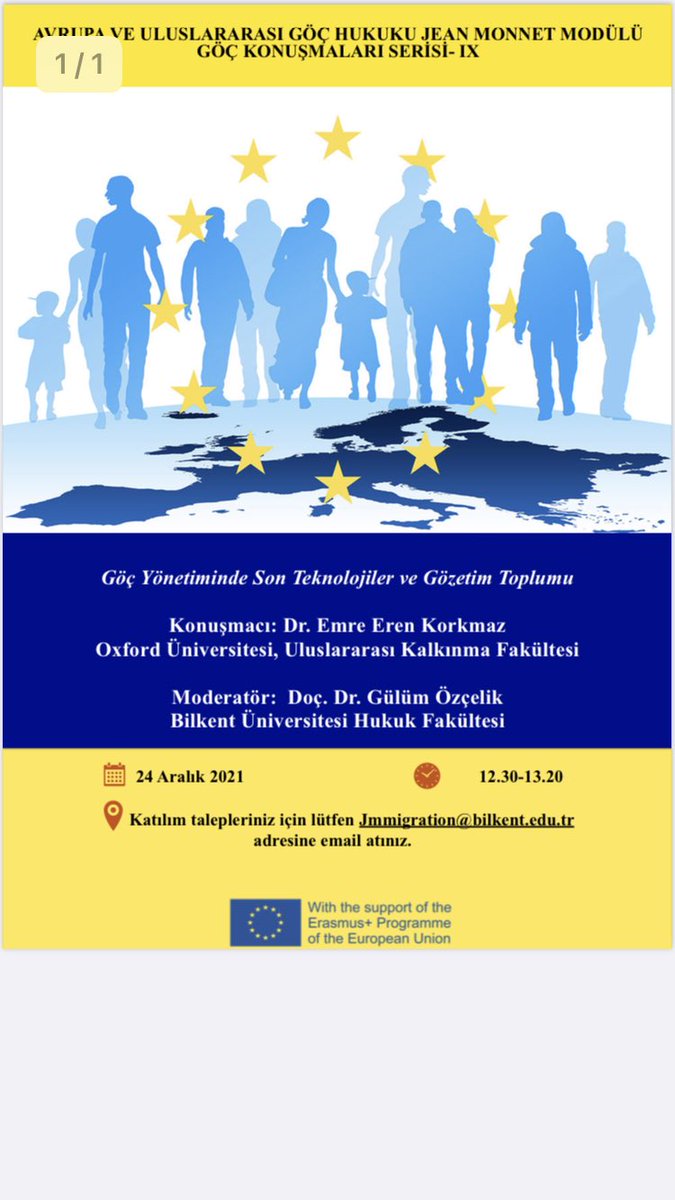24 Aralık Cuma günü Göç Konuşmaları Serisi’nde çok kıymetli bir konuşmacıyı <a href="/Dr_Eren_Korkmaz/">Emre Eren Korkmaz</a> ağırlıyoruz. Çevrimiçi yapacağımız konferansta bize katılmak isteyenler için 👇🏻<a href="/IntMig/">EuRIntMigR@Bilkent</a>