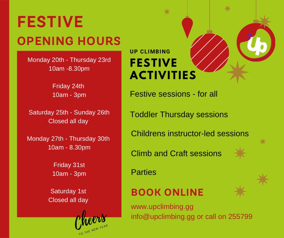 Festive opening hours, visit our website to see what’s on offer.