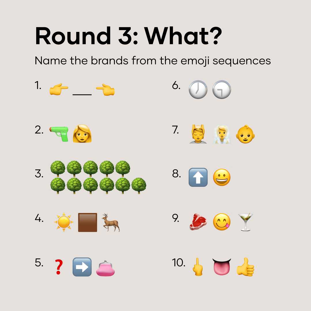 TMGMakes's tweet photo. Hey brand masters  👋 Just when you thought you were done with quizzes in 2021… get ready to agonise over the following emojis to see if you can guess which brands we’re referring to! 

Good luck! Check out the comments on this post tomorrow for the answers!

#brandquiz #brands https://t.co/jUrjqBzk5P