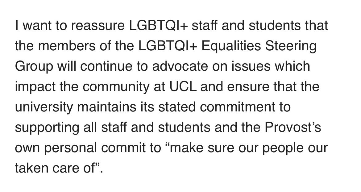 Full statement from UCL's LGBTQ Equality Steering Group in response to UCL'S withdrawal from the two Stonewall schemes: