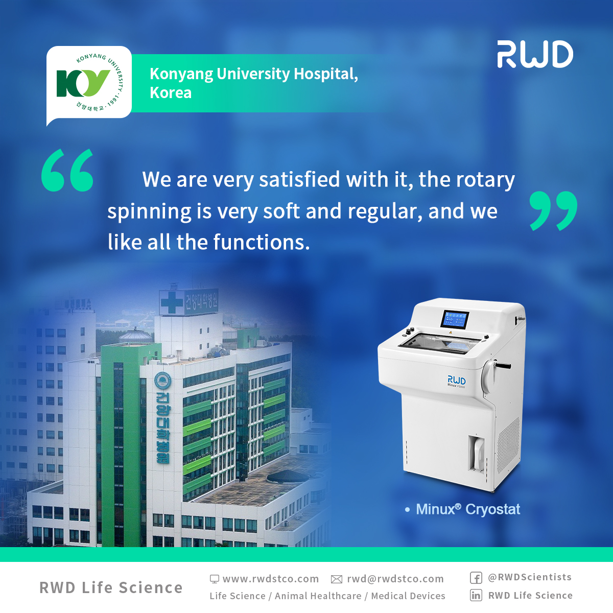 RWDScience's tweet photo. So glad to receive the recognition on Minux #Cryostat from Konyang University Hospital from Korea😄 👏
And it’s great that our Cryostats have also been recognized by more and more customers😘😘
Want to try the same Cryostat👉https://t.co/D6eBnBDy0F
#frozensection #tissuesection https://t.co/FEGdpXFbOs