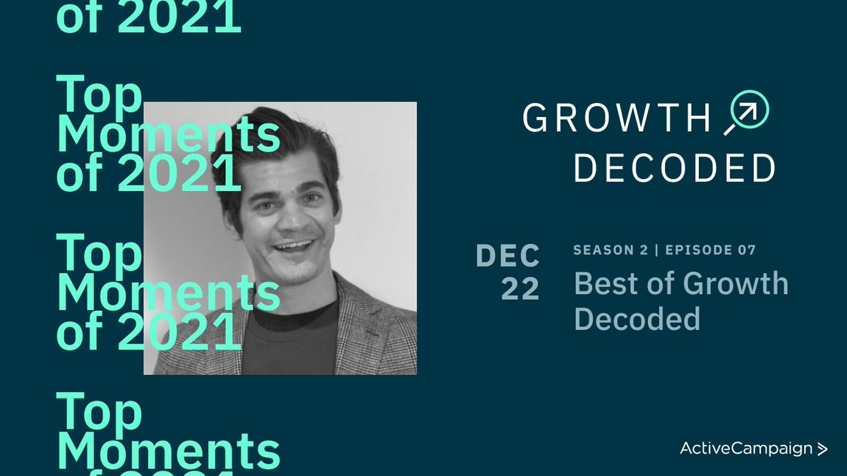 ActiveCampaign's tweet photo. JOIN us LIVE TODAY for the "TOP MOMENTS OF 2021" #GrowthDecoded with host @esanteralli & guests; @JoelKlettke, @thedigitalgal,
@ecomchasedimond, @markwschaefer, @ScottFroth, @melissarachlove, @PeterCoffee, @leahtn, @Ash_Br00ke & MORE!!
π WATCH HERE: https://t.co/4XlYHPd13h https://t.co/faiyXT5kYu