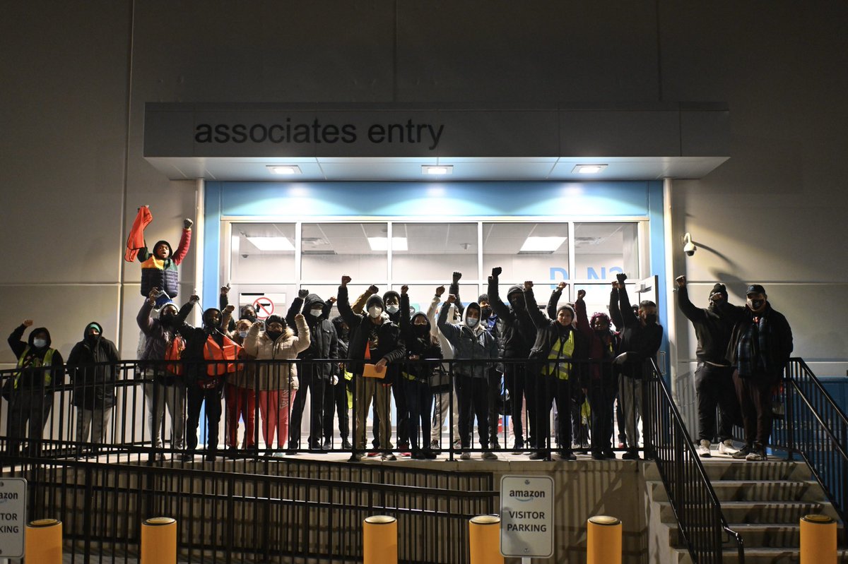 About 30 Amazon workers in Cicero walked out around 5am this morning demanding better pay, shorter shifts, and bonuses that were promised but not delivered. They are not unionized and were threatened with retaliation.