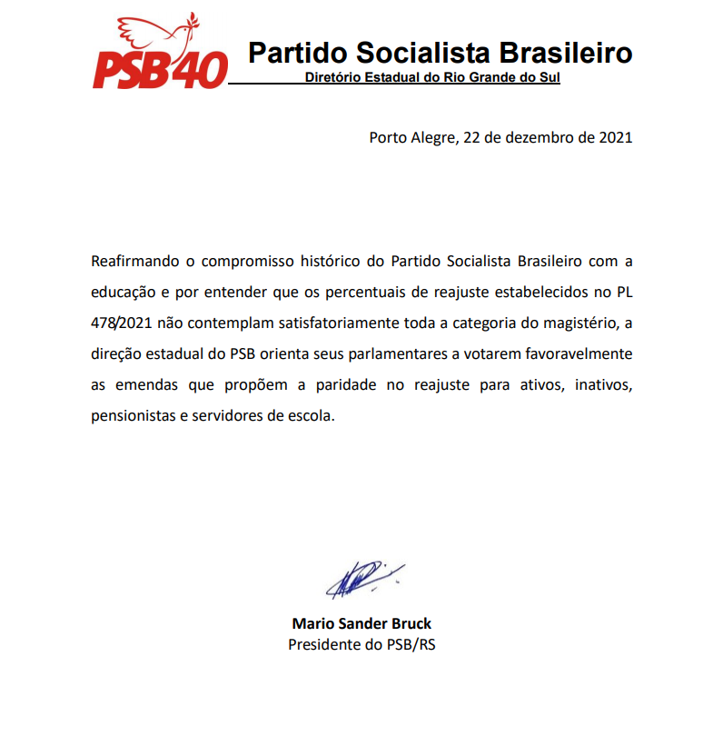 BancadaPSB_RS's tweet photo. 📌Logo mais, a partir das 14h, ocorre sessão ordinária da ALRS, com Ordem do Dia, para apreciar o projeto que trata da reposição salarial do magistério. A direção estadual do PSB largou Nota Oficial orientando os parlamentares socialistas. Confira 👇🏼

#PSBRS https://t.co/mjqHKv0MUU