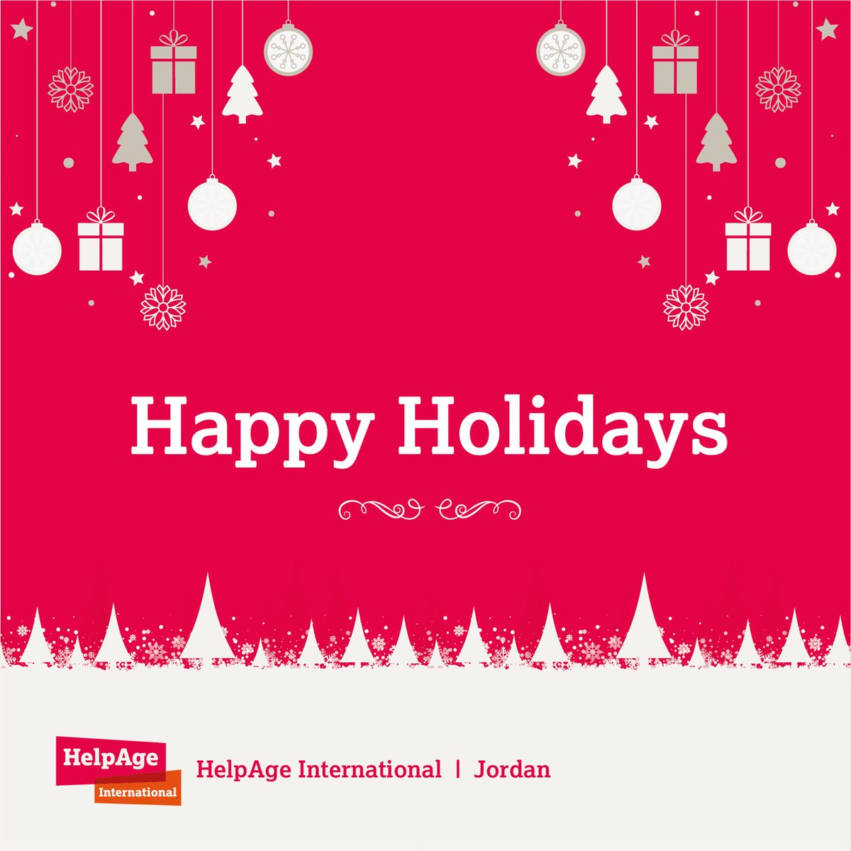 أسرة منظمة HelpAge International تتمنى لكم ولأحبائكم عطلة سعيدة، وعاماً جديداً مليئاً بالإنجازات وتحقيق الأحلام.
.. Happy New Year .. 🎊💙
#HAPPYDORIDAY  #happynewyear2022  
#HelpAge_International #Jordan