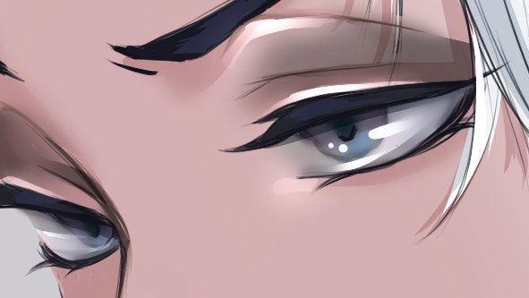 solo close-up 1girl eye focus grey eyes looking at viewer blue eyes  illustration images