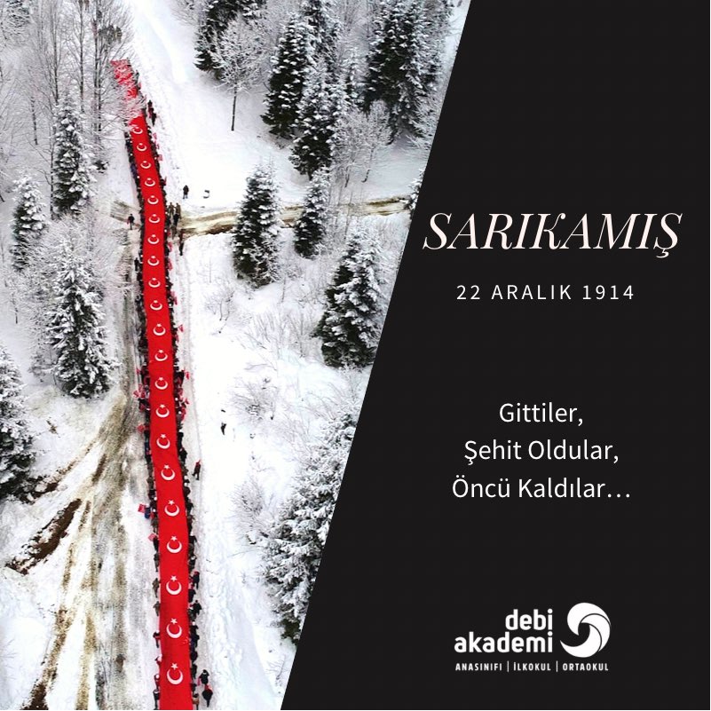 Sarıkamış Harekatı'nın 107. yıl dönümünde vatan uğruna canlarını feda eden şehitlerimizi rahmet, minnet ve saygıyla anıyoruz.

Ruhları şad olsun! 🇹🇷

#DebiAkademi
#DeğerliBilgi
#22Aralık1914
#Sarıkamış