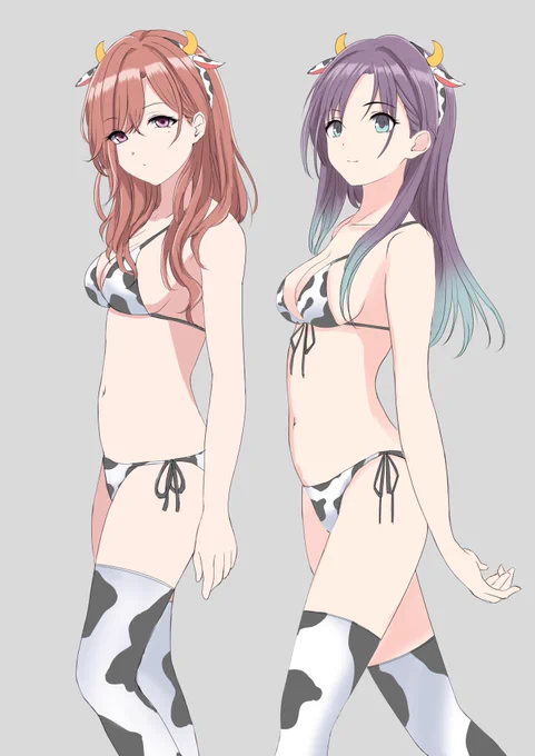 寒すぎてサムスだから浅倉透と樋口円香の牛柄ビキニ貼っとくね 