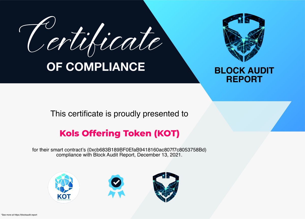 KolsToken's tweet photo. 🗓️ Audit for KOT is verified.
🗓️ We are excited to announce great news to our community
🤫 https://t.co/aTI0G2mlT8 https://t.co/p9Ygg9x4ya