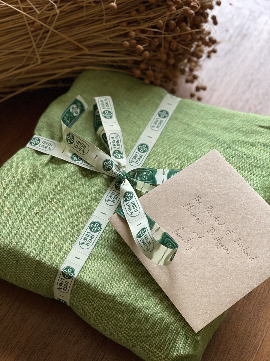 A parcel being sent to our favourite person <a href="/PresidentIRL/">President of Ireland</a> <a href="/MichaelDHiggins/">Michael D Higgins</a> 🇮🇪 

#irish #linen #heritage