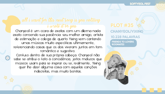 softyeolfest's tweet photo. ⤷ all i want for this next song is you noticing i wrote it for you
♡ Chanyeol/Yixing
♡ Friends to Lovers, Roommates
♡ #plot35 | 10.228 palavras
» https://t.co/KYyVEoDqbz https://t.co/FmPULj047J