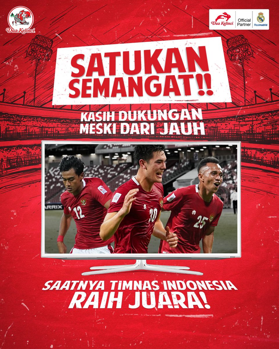 DuaKelinci's tweet photo. Saatnya timnas Indonesia raih JUARA, satukan semangat jaga solidaritas dan terus dukung Timnas Indonesia meski dari kejauhan.
Ciptakan momen kebersamaan dalam euforia piala AFF bersama Kacang Dua Kelinci.
#Bener2TemanReal #TemanKebersamaan #TemanReal #KacangDuaKelinci https://t.co/MEh75yD5SO