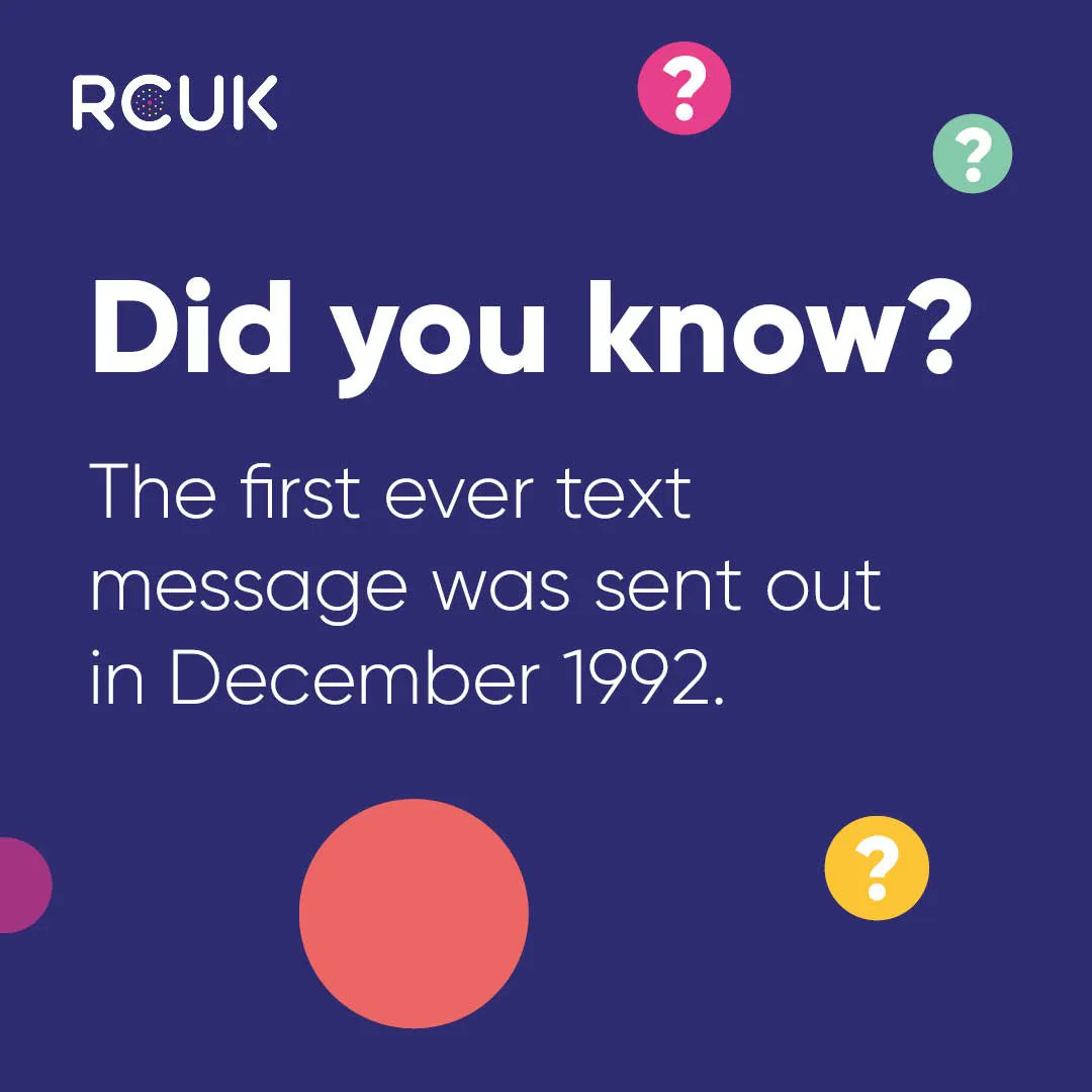 rcuk's tweet photo. Did you know? The first ever text message sent out in December 1992 by Neil Papworth which simply said ‘Merry Christmas’. 🎅 #firsttextmessage #merrychristmas #2021 #1992 #funfact #factoftheday https://t.co/bigwwmF9jJ
