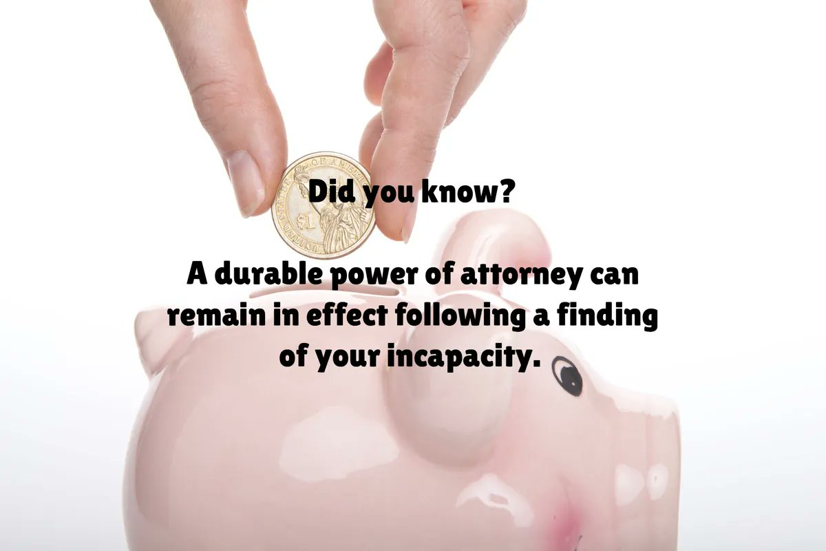 WildonerLaw's tweet photo. Did you know?

A durable power of attorney can remain in effect following a finding of your incapacity. 

#WednesdayWisdom https://t.co/DiLXkXD8q5