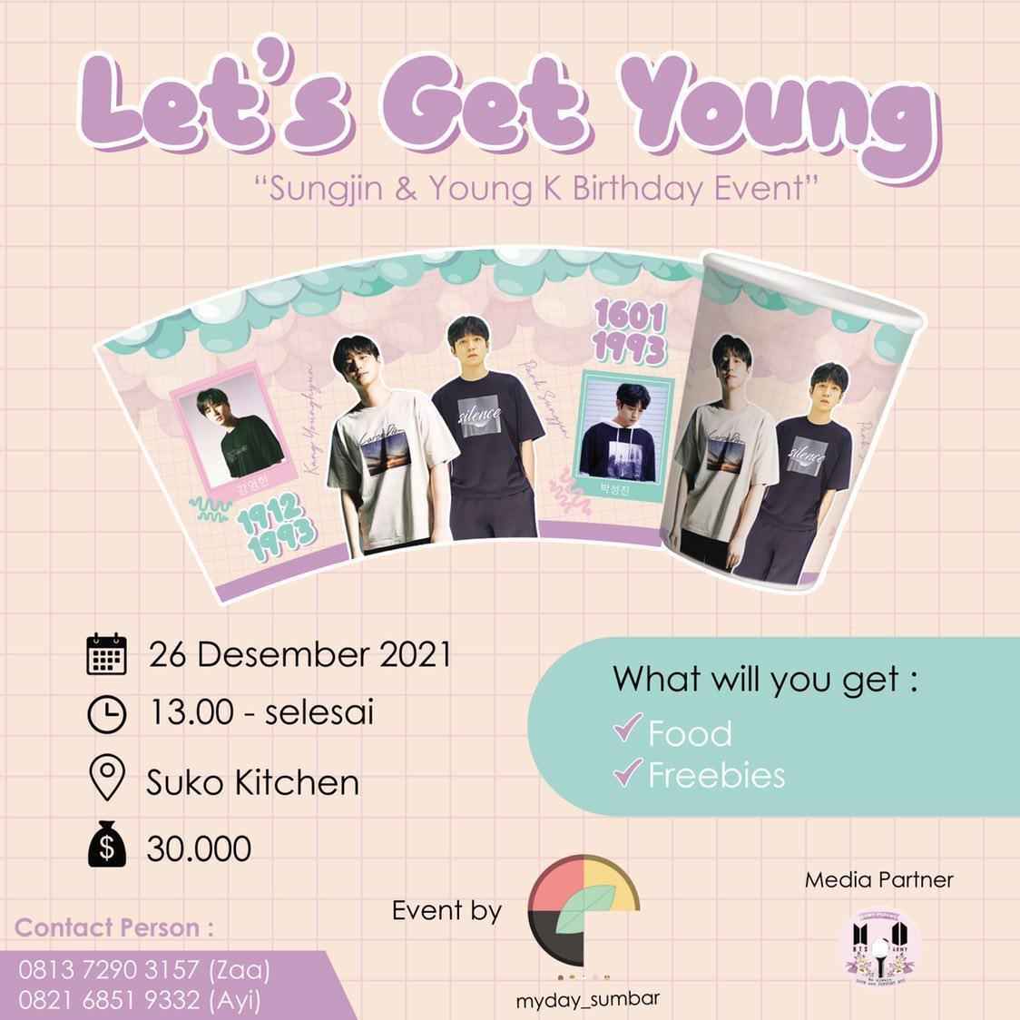 MydaySumbar's tweet photo. 𝐋𝐞𝐭'𝐬 𝐆𝐞𝐭 𝐘𝐨𝐮𝐧𝐠 
"𝚂𝚞𝚗𝚐𝚓𝚒𝚗 &amp; 𝚈𝚘𝚞𝚗𝚐 𝙺 𝙱𝚒𝚛𝚝𝚑𝚍𝚊𝚢 𝙴𝚟𝚎𝚗𝚝"

📍 Suko Kitchen
📅 Minggu, 26 Desember 2021
🕙 13.00 - selesai
💰 30.000 (bisa tf dan ots)

RSVP: https://t.co/5OpZSKfH2o https://t.co/1RH23UZZlK
