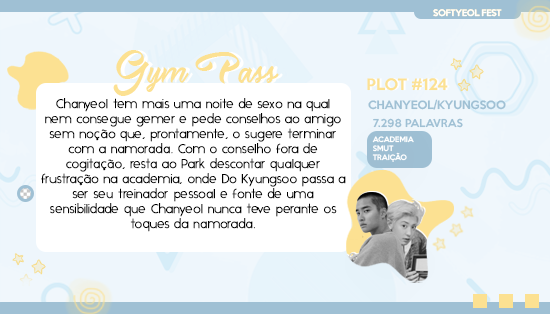 softyeolfest's tweet photo. ⤷ Gym pass
♡ Chanyeol/Kyungsoo
♡ Academia, Traição, Smut
♡ #plot124 | 7.298 palavras
» https://t.co/8Za5SnjYMd https://t.co/9c4N7v0xNp