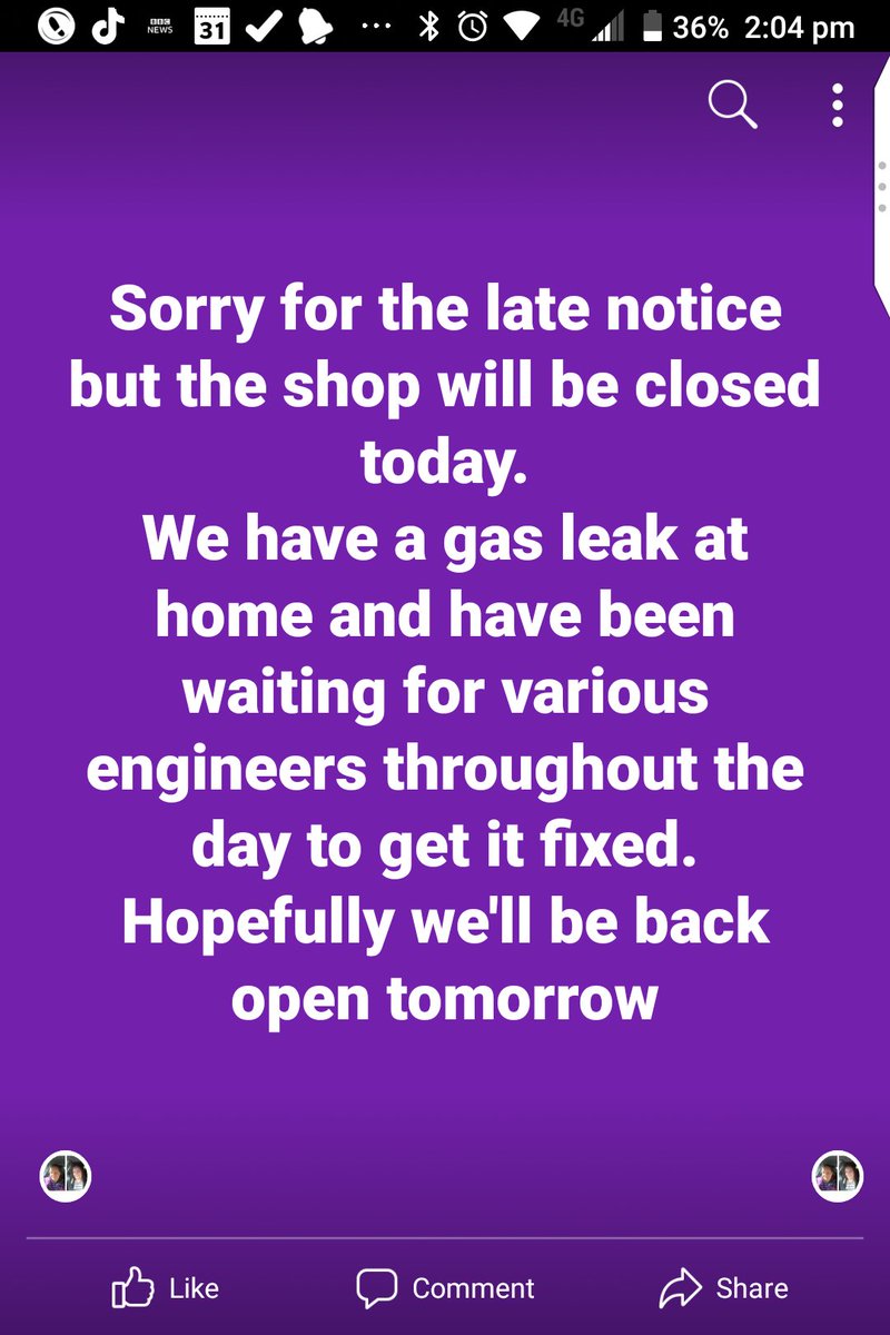 Sorry for any inconvenience caused. I can still do free local deliveries tomorrow or possibly this evening.

#blackburn #sorryfortheinconvenience #gasleak