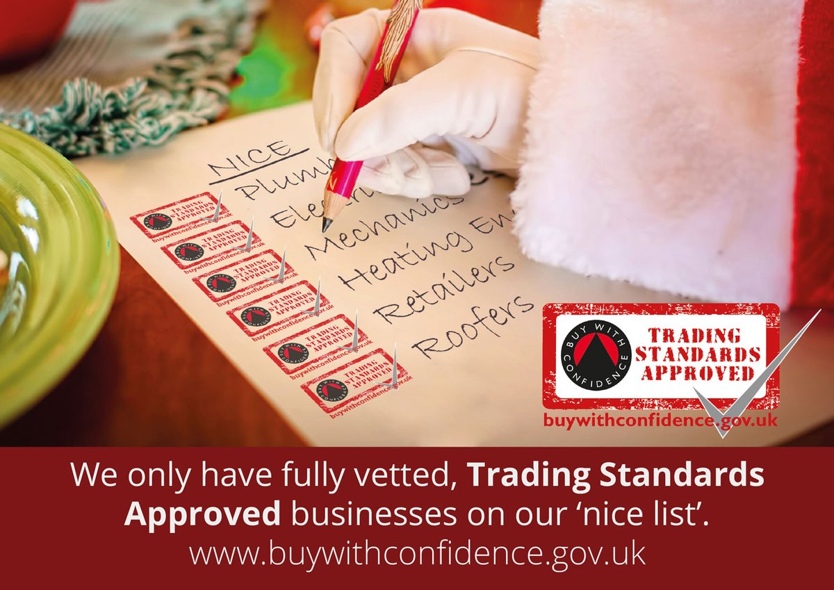 We only have fully vetted, Trading Standards Approved businesses on our ‘nice list’. Find them at: bit.ly/2XWvcbz

Every Buy With Confidence member business is fully checked and monitored by a local authority Trading Standards service.