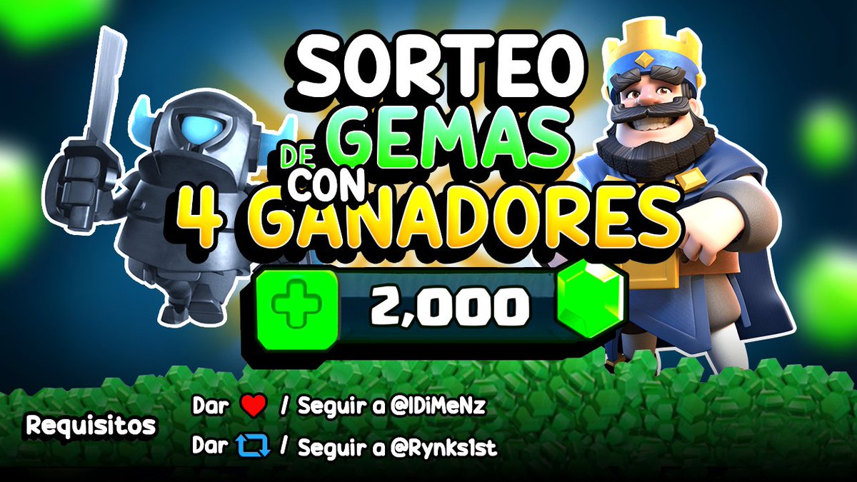 "SORTEO" De #ClashRoyale 
Requisitos:
🎄Rt🔄 y ❤
🎄 Seguirme <a href="/IDiMeNz/">lDiMeNz</a>
🎄Seguir a <a href="/Rynks1st/">Rynks</a>
Has esos pasos y estarás participando 
Serán 4 GANADORES!!!! 
Los ganadores se darán a conocer el 26 de este mes, Suerte a todos y FELIZ NAVIDAD ❤🎄❤🎄