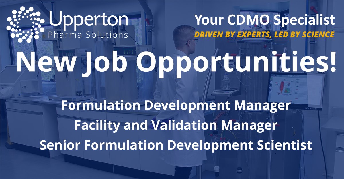 We're hiring! Take a look at our new job opportunities! upperton.com/careers/ #hiring #CDMO #formulationdevelopment