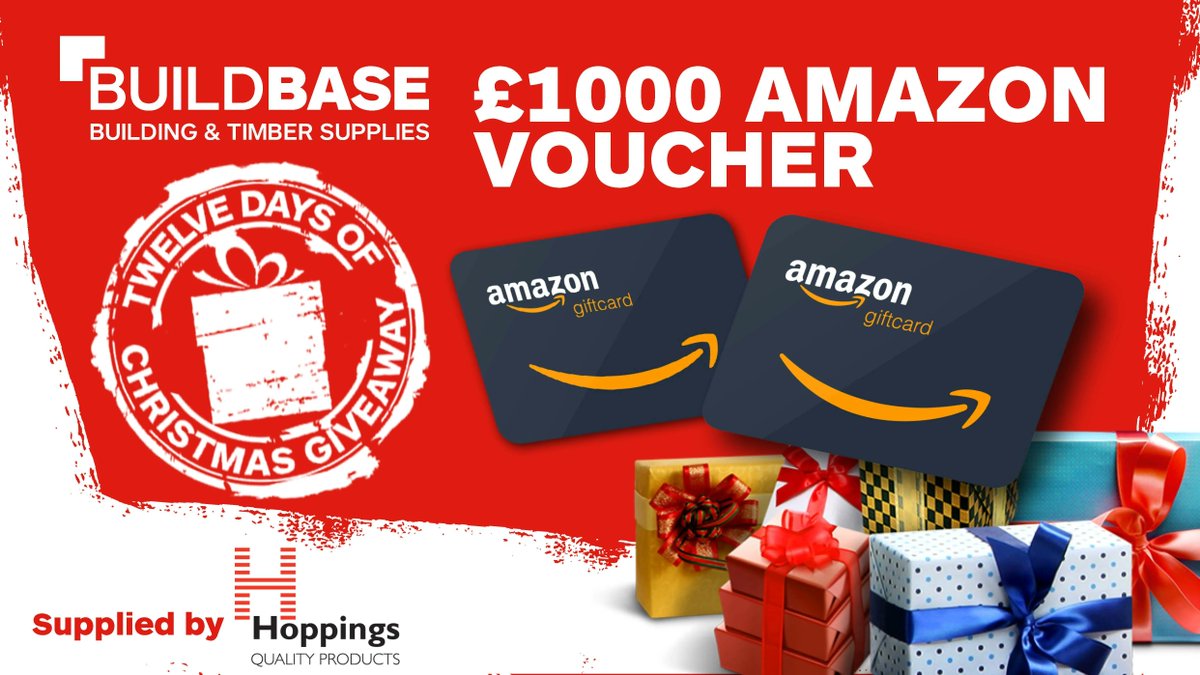 It’s day 10 in the #Buildbase12DaysOfChristmas #Giveaway and today you could #win another £1000 worth of Amazon vouchers!
To enter:
👉Like this tweet
👉Follow us 
👉Comment below with what you’d spend it on! 
Prize supplied by <a href="/Hoppings_plc/">Hoppings Quality Products</a>
T&amp;Cs: buff.ly/3oIG1Zb